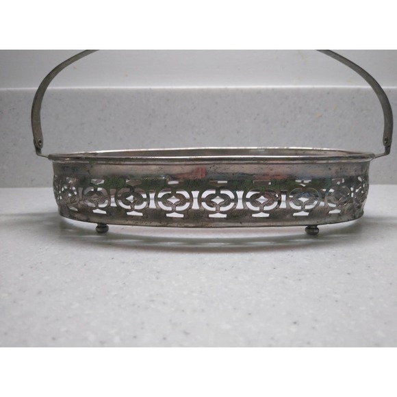 Vintage green depression glass divided relish tray with metal holder - Picture 8 of 9